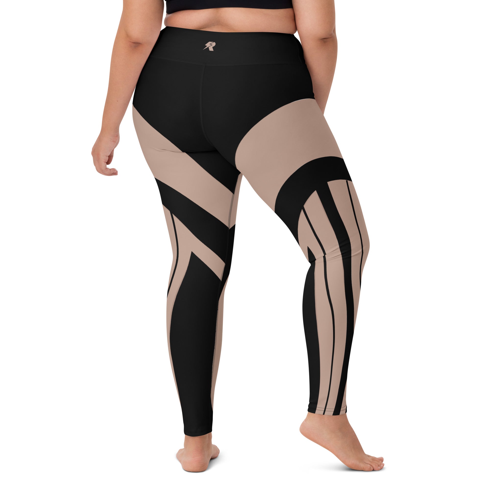 Bold Tan & Black Stripes Yoga Leggings